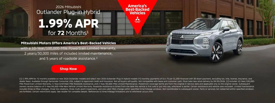 2026 Mitsubishi Outlander Plug-in Hybrid - 1.99% APR for 72 months